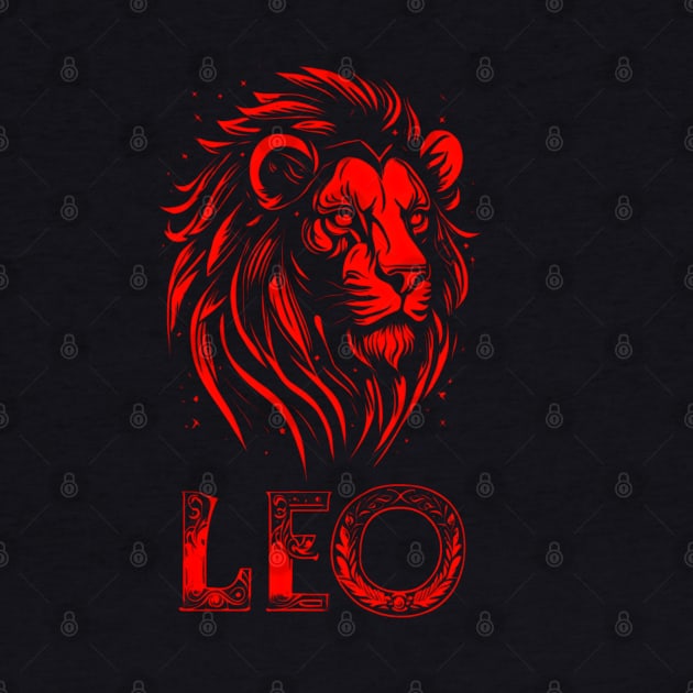 Red Leo Zodiac by TrendyTees